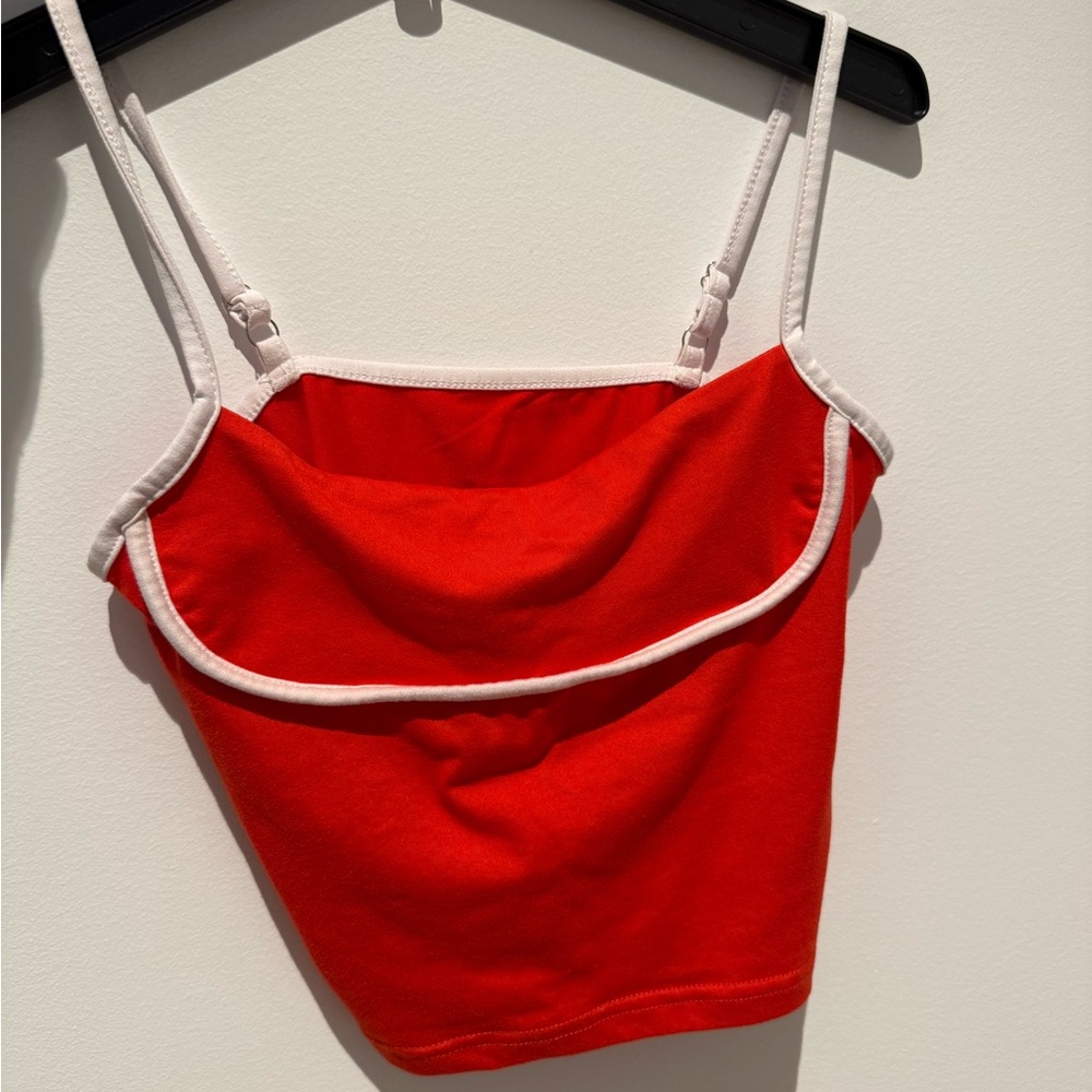 Red and White Strappy Crop Top